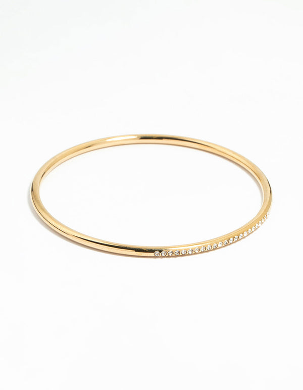 Waterproof Gold Plated Stainless Steel Diamante Bangle