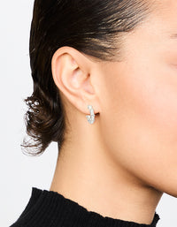 Silver Thin Diamante Hoop Earrings - link has visual effect only