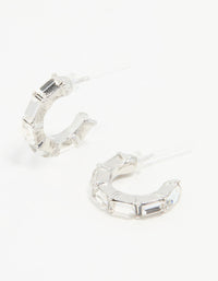 Silver Thin Diamante Hoop Earrings - link has visual effect only