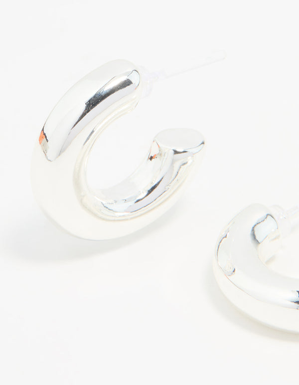 Silver Small Smooth Hoop Earrings
