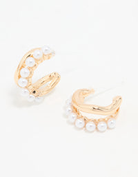 Gold Pearl Hoop Earrings - link has visual effect only