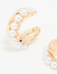 Gold Pearl Hoop Earrings - link has visual effect only