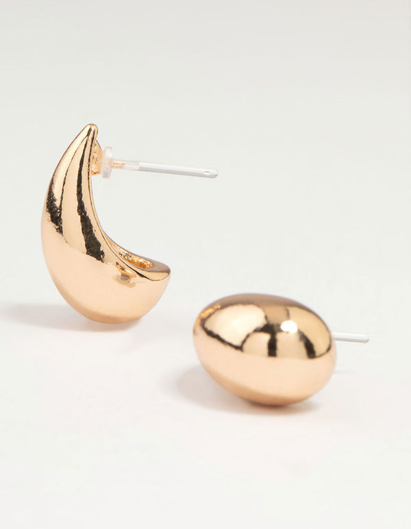 Gold Teardrop Drop Earrings
