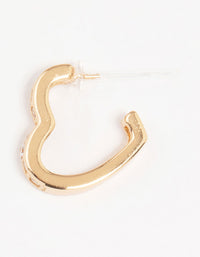 Gold Cubic Zirconia Heart Hoop Earrings - link has visual effect only
