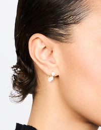 Gold Mini Pearl Hoop Earrings - link has visual effect only