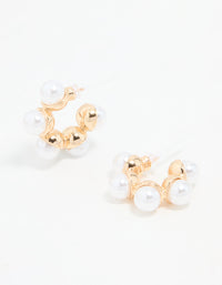 Gold Mini Pearl Hoop Earrings - link has visual effect only