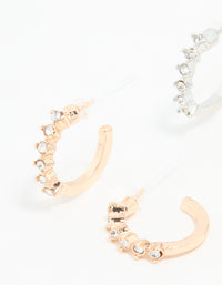 Mixed Metal Diamante Hoop Earrings 3-Pack - link has visual effect only