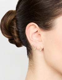 Rose Gold Cubic Zirconia Bow Stud & Hoop Earrings 3-Pack - link has visual effect only
