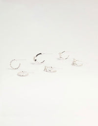 Silver Cubic Zirconia Bow Mixed Stud Earrings 3-Pack - link has visual effect only