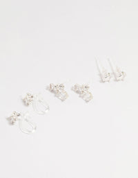 Silver Cubic Zirconia Heart Ear Cuff 4-Pack - link has visual effect only
