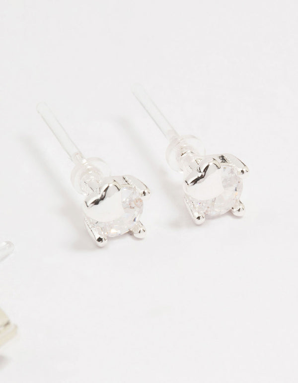 Silver Cubic Zirconia Heart Ear Cuff 4-Pack