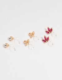 Gold Floral Bow Ear Cuffs 3-Pack - link has visual effect only