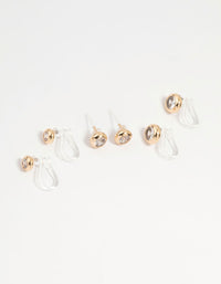 Gold Cubic Zirconia Ear Cuffs 4-Pack - link has visual effect only