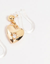 Gold Cubic Zirconia Heart Ear Cuff 4-Pack - link has visual effect only