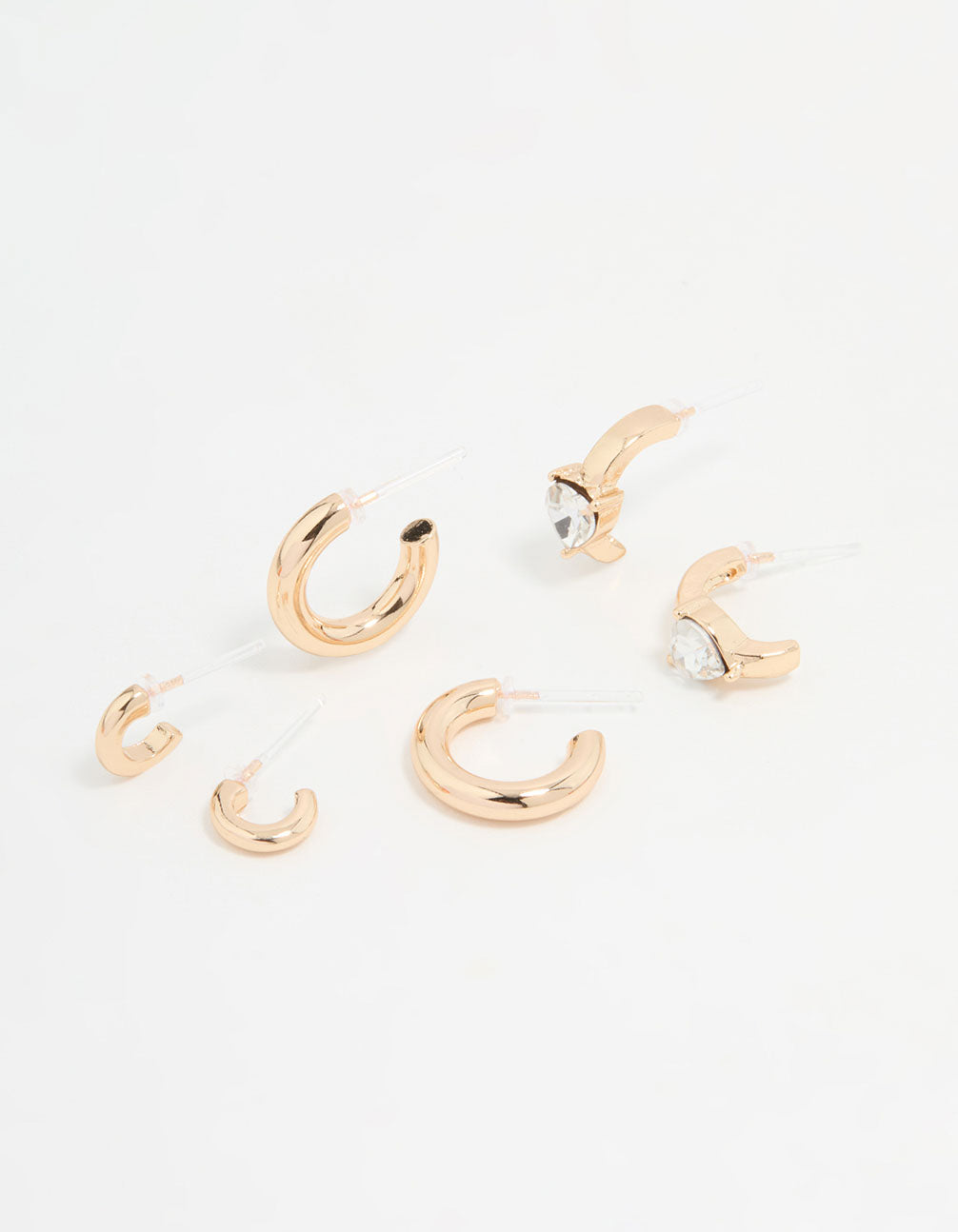 Gold Diamante Mixed Hoop Earrings 3-Pack