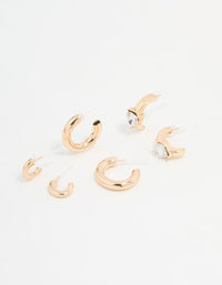 Gold Diamante Mixed Hoop Earrings 3-Pack - link has visual effect only