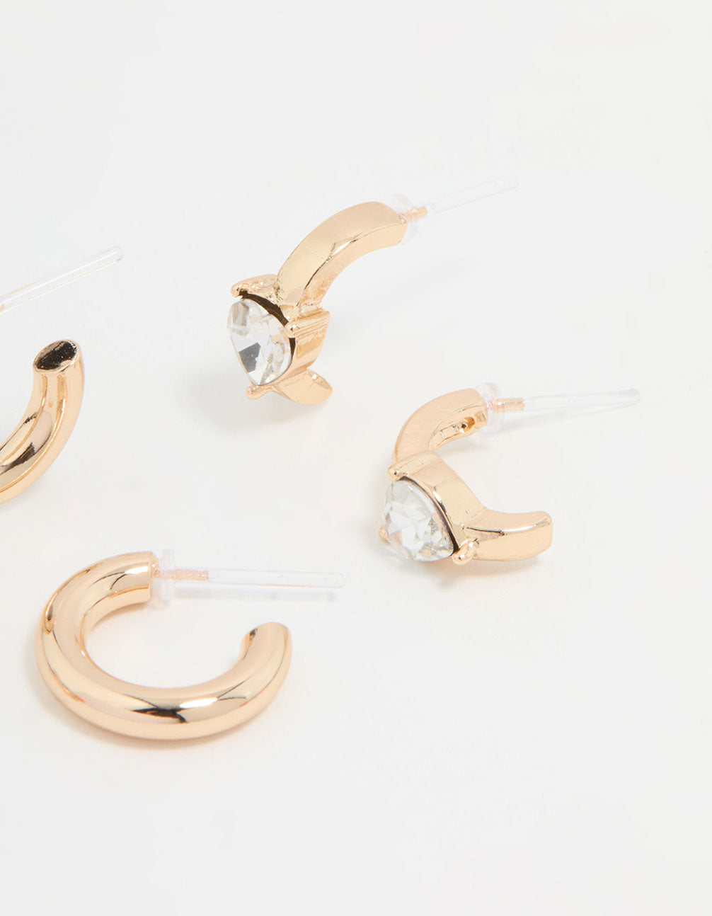 Gold Diamante Mixed Hoop Earrings 3-Pack