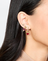 Gold Apple & Cherry Hoop Earrings 3-Pack - link has visual effect only