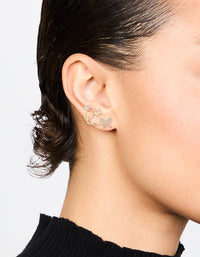 Gold Cubic Zirconia Butterfly Stud Earrings - link has visual effect only