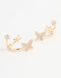 Gold Cubic Zirconia Butterfly Stud Earrings - link has visual effect only