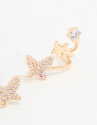 Gold Cubic Zirconia Butterfly Stud Earrings - link has visual effect only