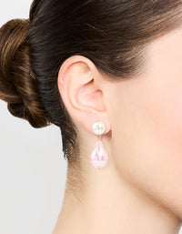 Gold Pink Pearl Drop Earrings - link has visual effect only