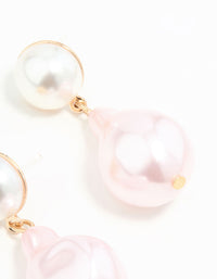 Gold Pink Pearl Drop Earrings - link has visual effect only