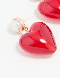 Gold Large Red Heart Drop Earrings - link has visual effect only