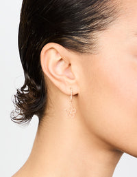 Gold Diamante Floral Drop Hoop Earrings - link has visual effect only