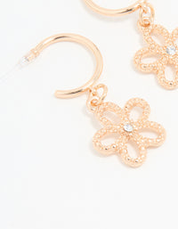 Gold Diamante Floral Drop Hoop Earrings - link has visual effect only