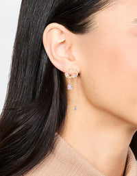 Gold Purple Diamante Cloud Drop Earrings - link has visual effect only