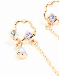 Gold Purple Diamante Cloud Drop Earrings - link has visual effect only