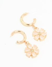 Gold Floral Hoop Earrings - link has visual effect only