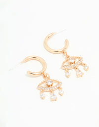Gold Cubic Zirconia Eye Hoop Earrings - link has visual effect only