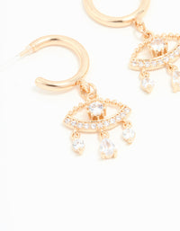 Gold Cubic Zirconia Eye Hoop Earrings - link has visual effect only