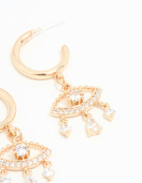 Gold Cubic Zirconia Eye Hoop Earrings - link has visual effect only