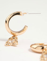 Gold Cubic Zirconia Bear Drop Earrings - link has visual effect only
