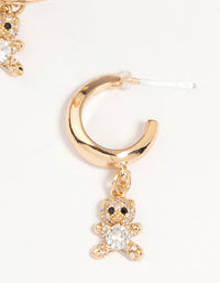 Gold Cubic Zirconia Bear Drop Earrings - link has visual effect only