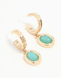 Gold Blue Gem Hoop Earrings - link has visual effect only