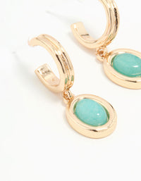 Gold Blue Gem Hoop Earrings - link has visual effect only