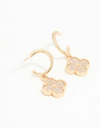 Gold Cubic Zirconia Flower Hoop Earrings - link has visual effect only