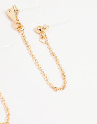 Gold Cubic Zirconia Chain Stud Earrings 4-Pack - link has visual effect only