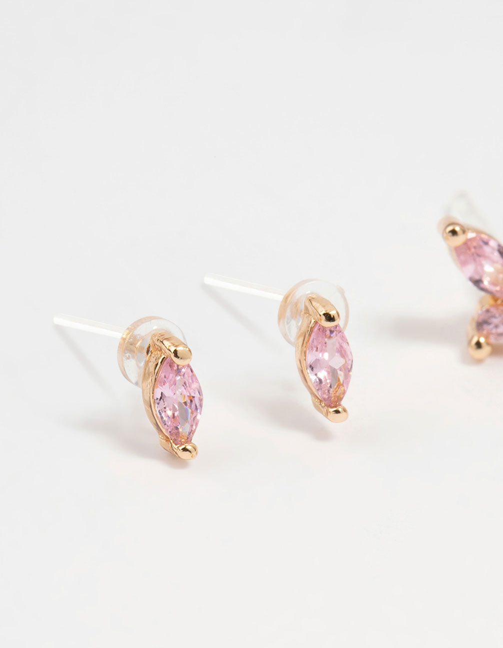 Gold Pink Cubic Zirconia Earrings 3-Pack