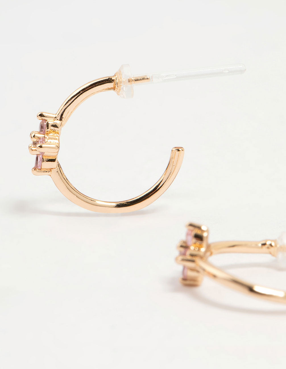 Gold Pink Cubic Zirconia Earrings 3-Pack