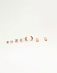 Gold Celestial Stud Earrings 4-Pack - link has visual effect only