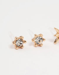 Gold Celestial Stud Earrings 4-Pack - link has visual effect only
