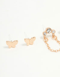 Gold Flower & Butterfly Earrings 3-Pack - link has visual effect only