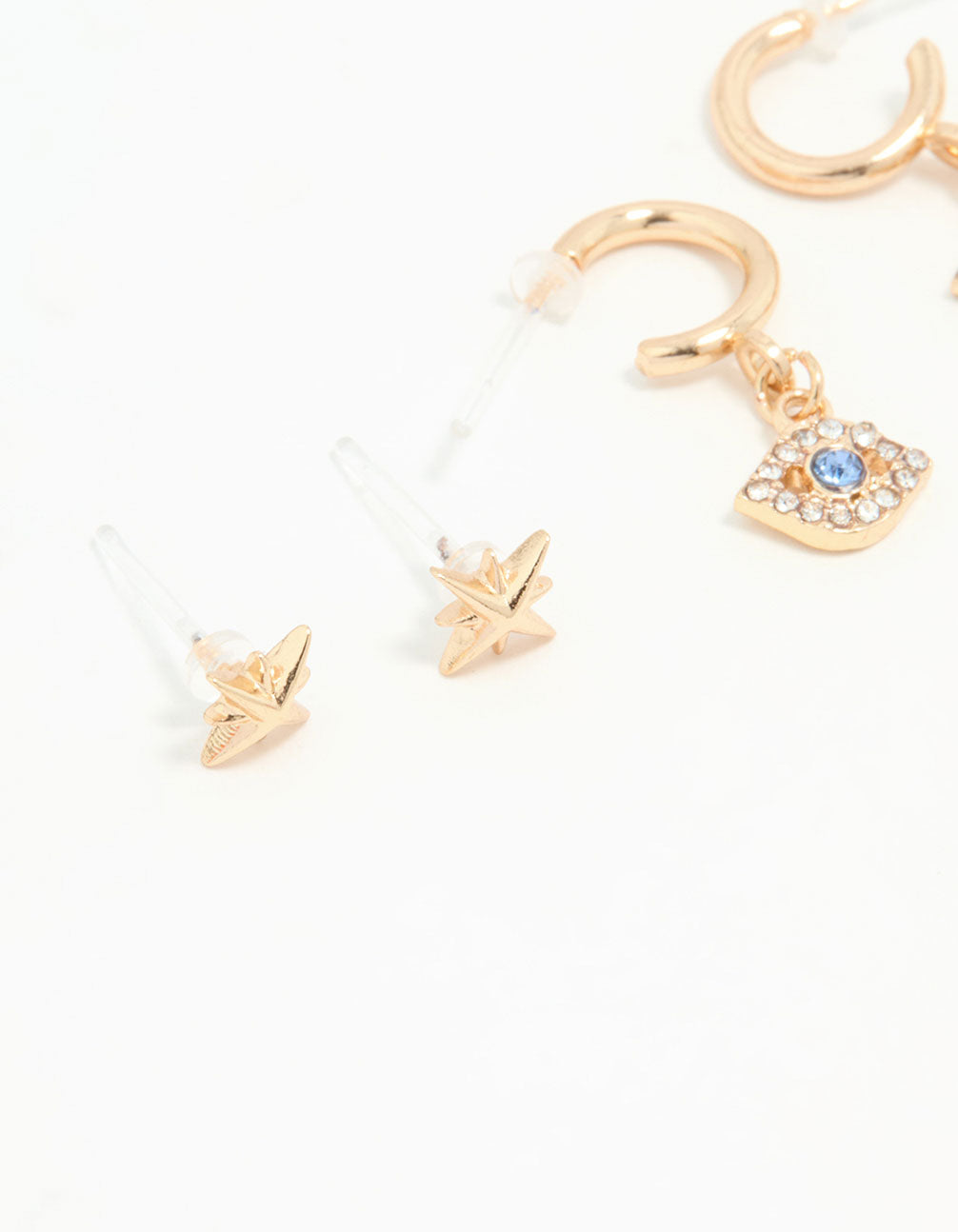Gold Cubic Zirconia Celestial Earrings 3-Pack
