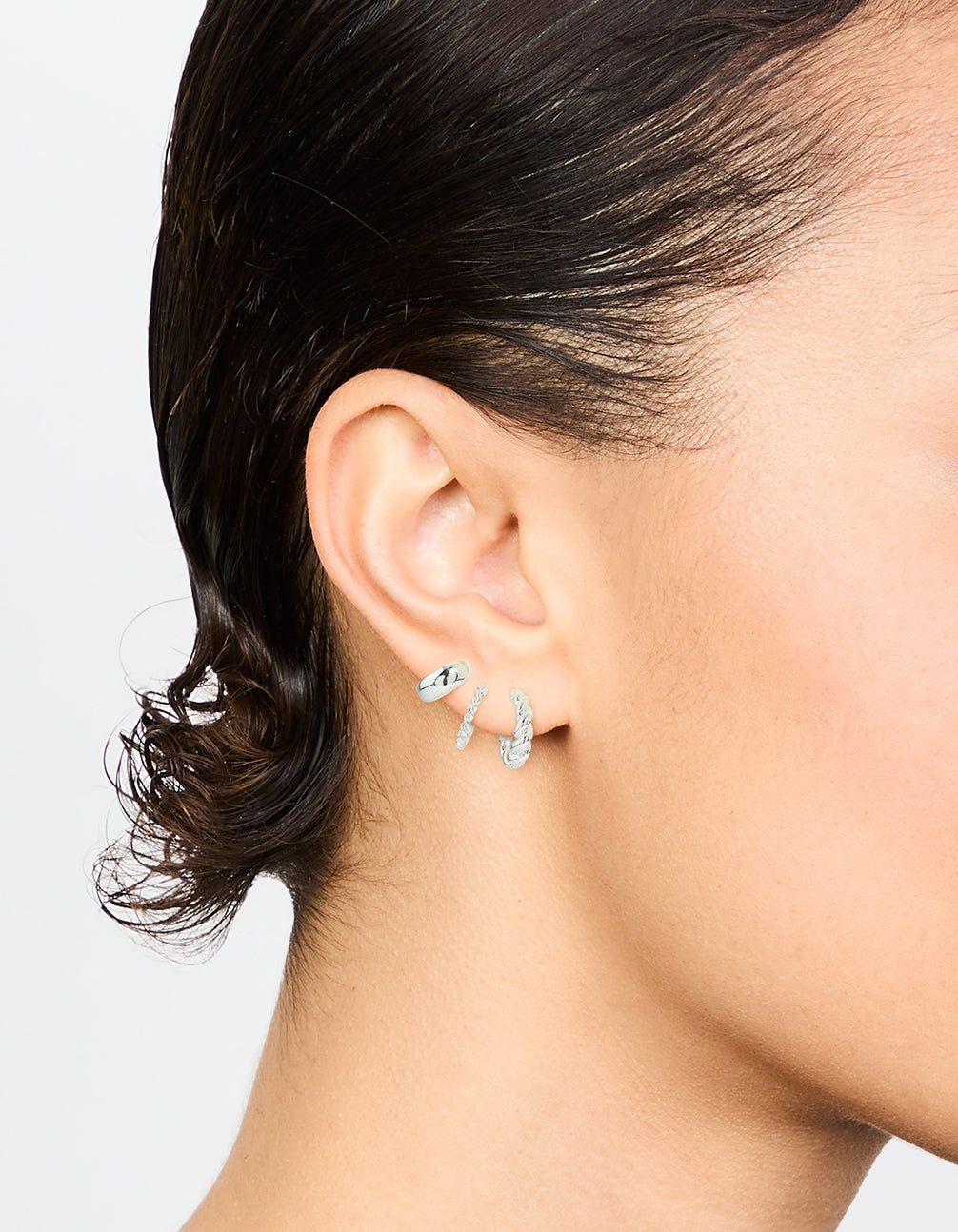 Silver Mixed Hoop Earrings 3-Pack