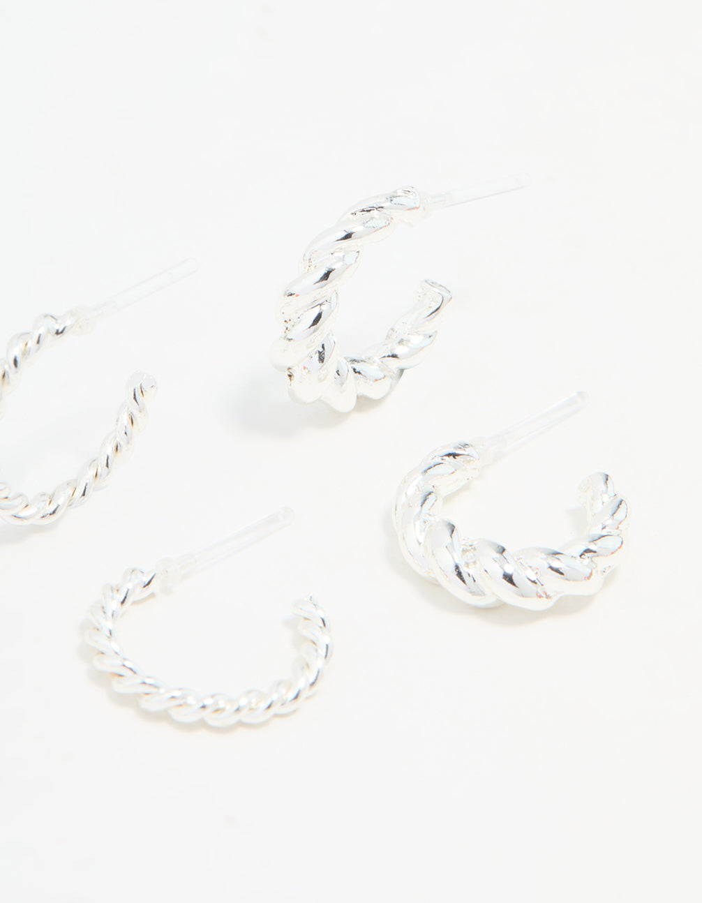 Silver Mixed Hoop Earrings 3-Pack
